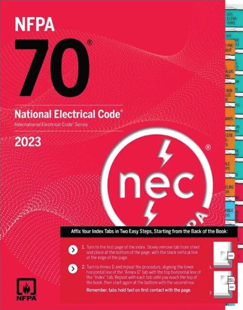 NFPA 70, National Electrical Code 2023 NEC Code book with Index Tabs Book Cover: ISBN 9781455930340